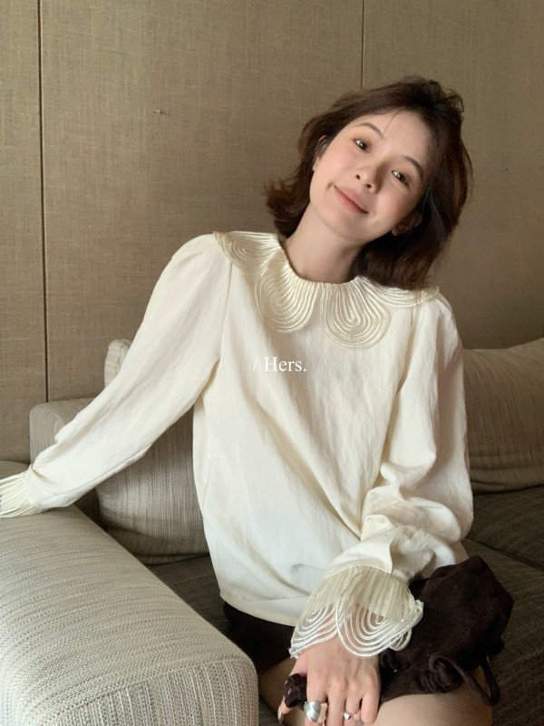 66821# 꽃잎 카라 블라우스 2컬