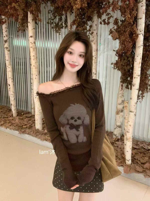 레이스 가장자리 강아지 프린트