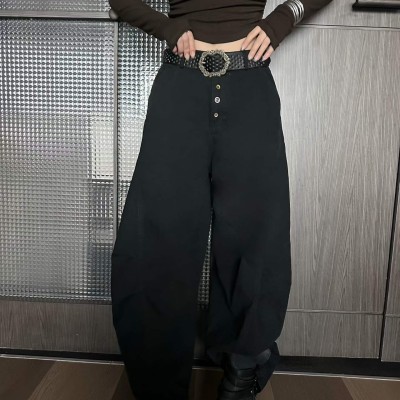 하이웨이스트 와이드 카고 팬츠