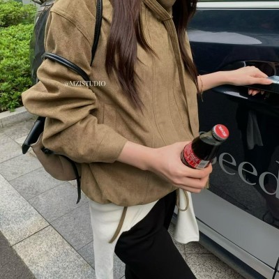 레트로 스탠드칼라 스웨이드