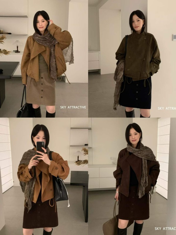 스웨이드 재킷 with 스카프