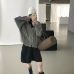 삼립 단추 오픈워크 케이블 카디건