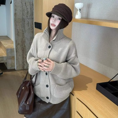 스탠드 칼라 포켓 카디건